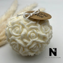 Lade das Bild in den Galerie-Viewer, Kugelkerze Rosen Kerze Bio Rapswachs Neu - NISER DESIGN