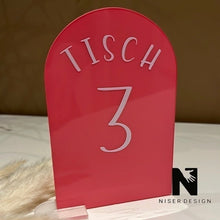 Lade das Bild in den Galerie-Viewer, Tischschild Aufsteller MARIE Hochzeit Feier halbrund personalisierbar Neu - NISER DESIGN