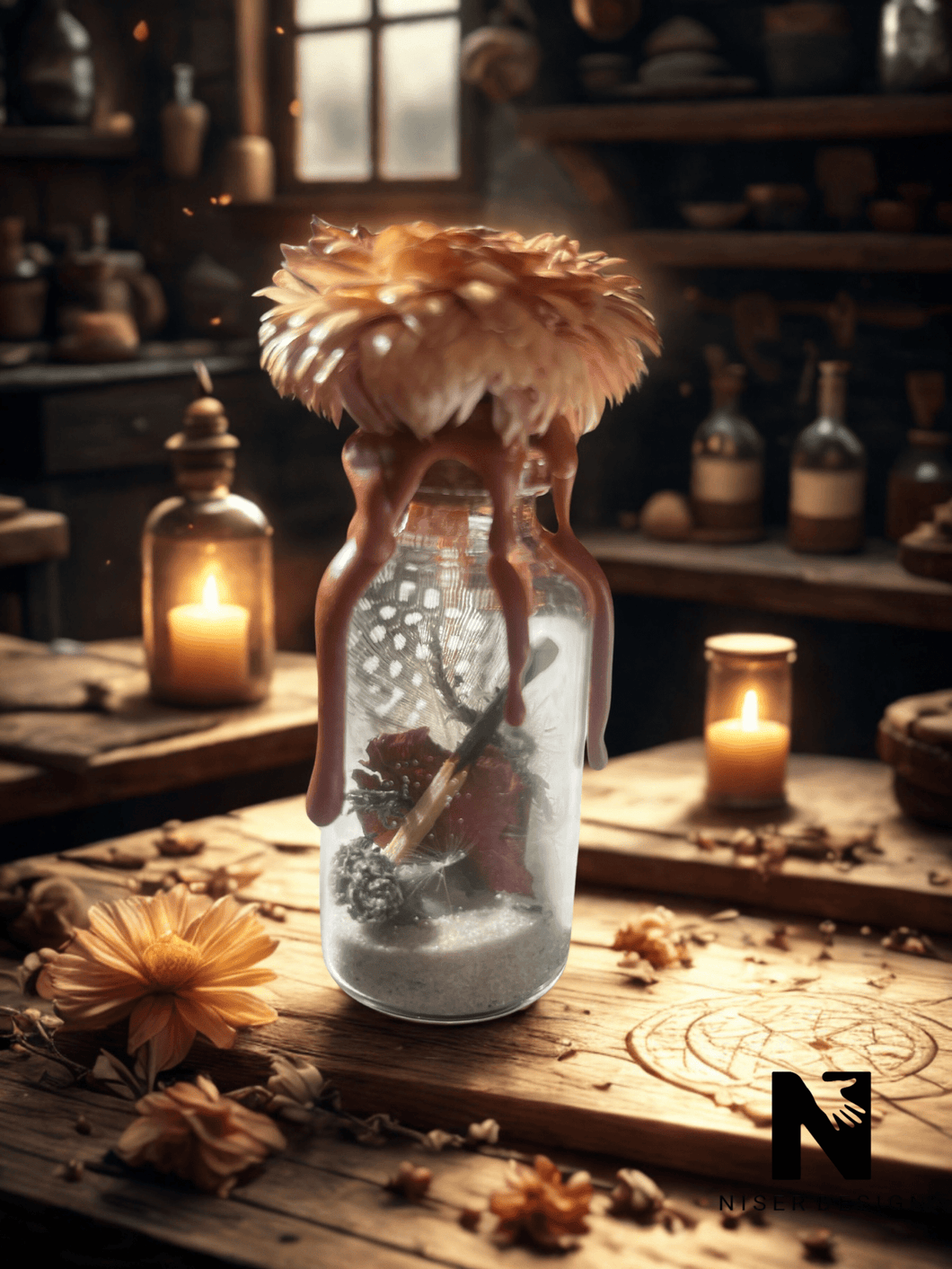 Spell Jar Hexen Fläschchen 4Elemente neu - NISER DESIGN