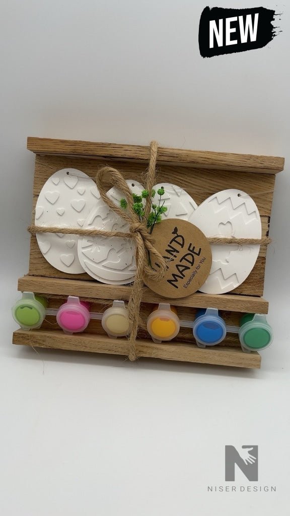 Mitmach - Set 4er Ostereier mit bunten Acrylfarben neu - NISER DESIGN