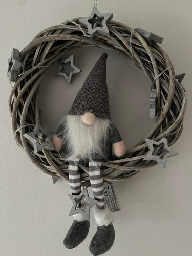 Weihnachtlicher Türkranz mit Wichtel und Lichterkette versch. Farben neu - NISER DESIGN
